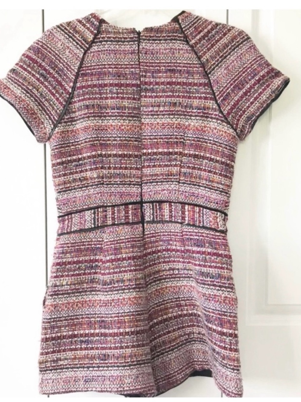 Adelyn Rae Pink Multi-Stripe Woven Jacquard Tweed mini shorts romper - Picture 9 of 10